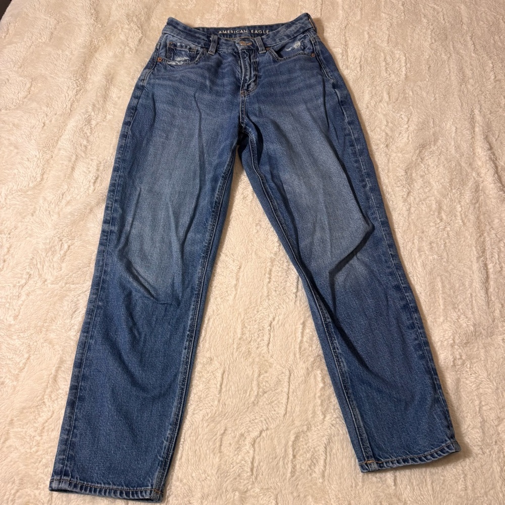 American Eagle Outfitters Women's Medium Blue Straight-Leg Jeans